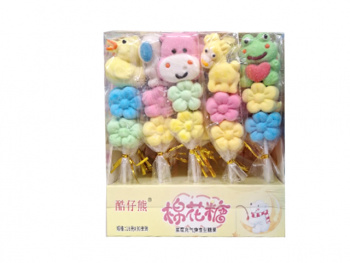 Маршмеллоу арт. 910008-1 На палочке "Зверюшка на цветке" 18 г 30 шт. в открытой желтой кор.'