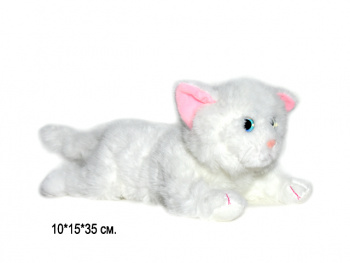 им Кошка арт. 17932-209 Белая персидская розовые уши лежит 35 см в пак.