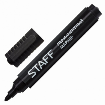 кс_Маркер перманентный арт. 150733 (нестираемый)STAFF, ЧЕРНЫЙ,круглый наконечник, 2,5 мм