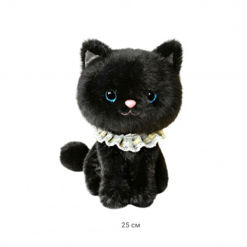 им Кошка арт. 209965 Черная с кружевным воротничком 25 см в пак.