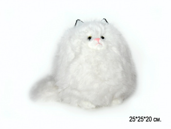 им Кошка арт. 03379-2-209 Белый пушистик-кругляш мохнатый 25*25 см в пак.