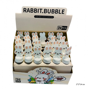 Пузыри мыльные арт. 8061 Зайка белый (24 шт.) шоубокс•