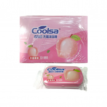 Конфета арт. 863774/863651 Драже мятное без сахара "Персик" 16 г 12 шт. в кор.#,