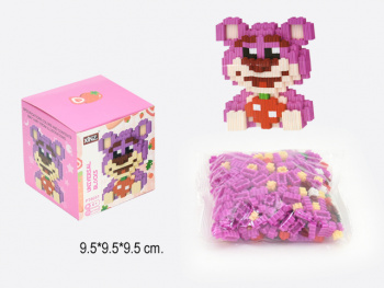 Конструктор арт. PT8031-805-802 Микро Медведь сиреневый сидит 617 дет. в кор._