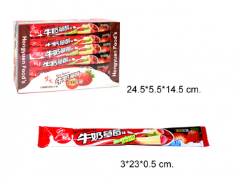 Конфета арт. 002220-7/098056-7 Жевательная трубочка-тянучка "Клубника и молоко" 16 г 30 шт в кор.',*