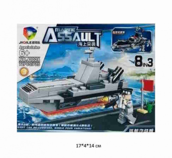 Конструктор арт. 41028-3 Военный корабль 72 дет. в кор.~